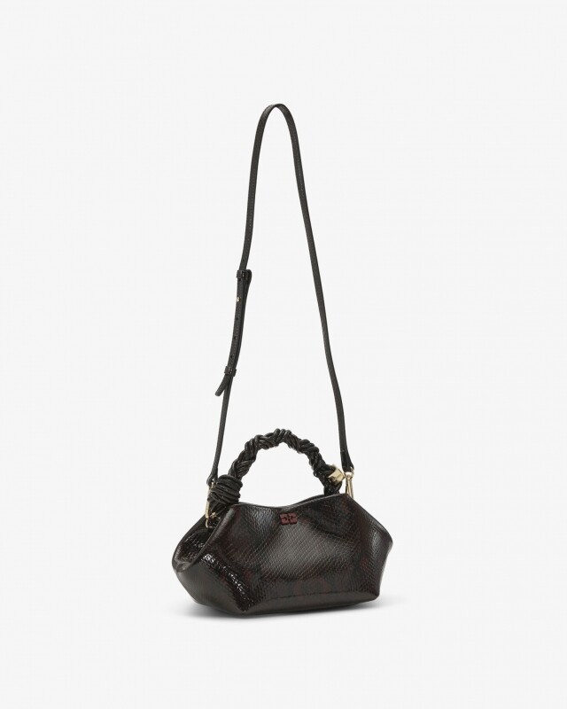 ganni bou bag small snake bordeaux